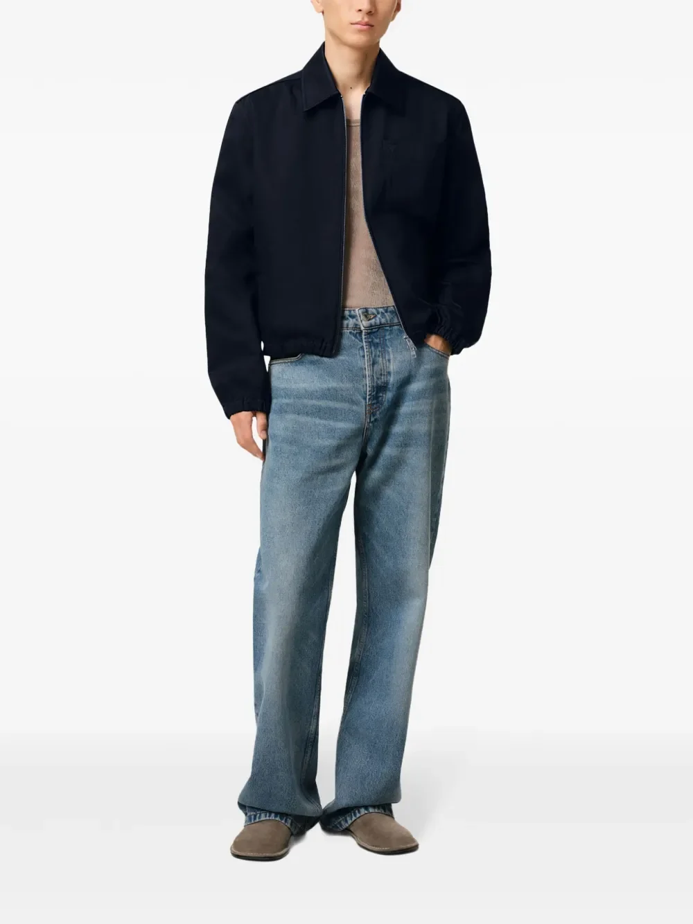 AMI Paris Ami De Coeur Zipped Jacket Navy Blue - Image 2