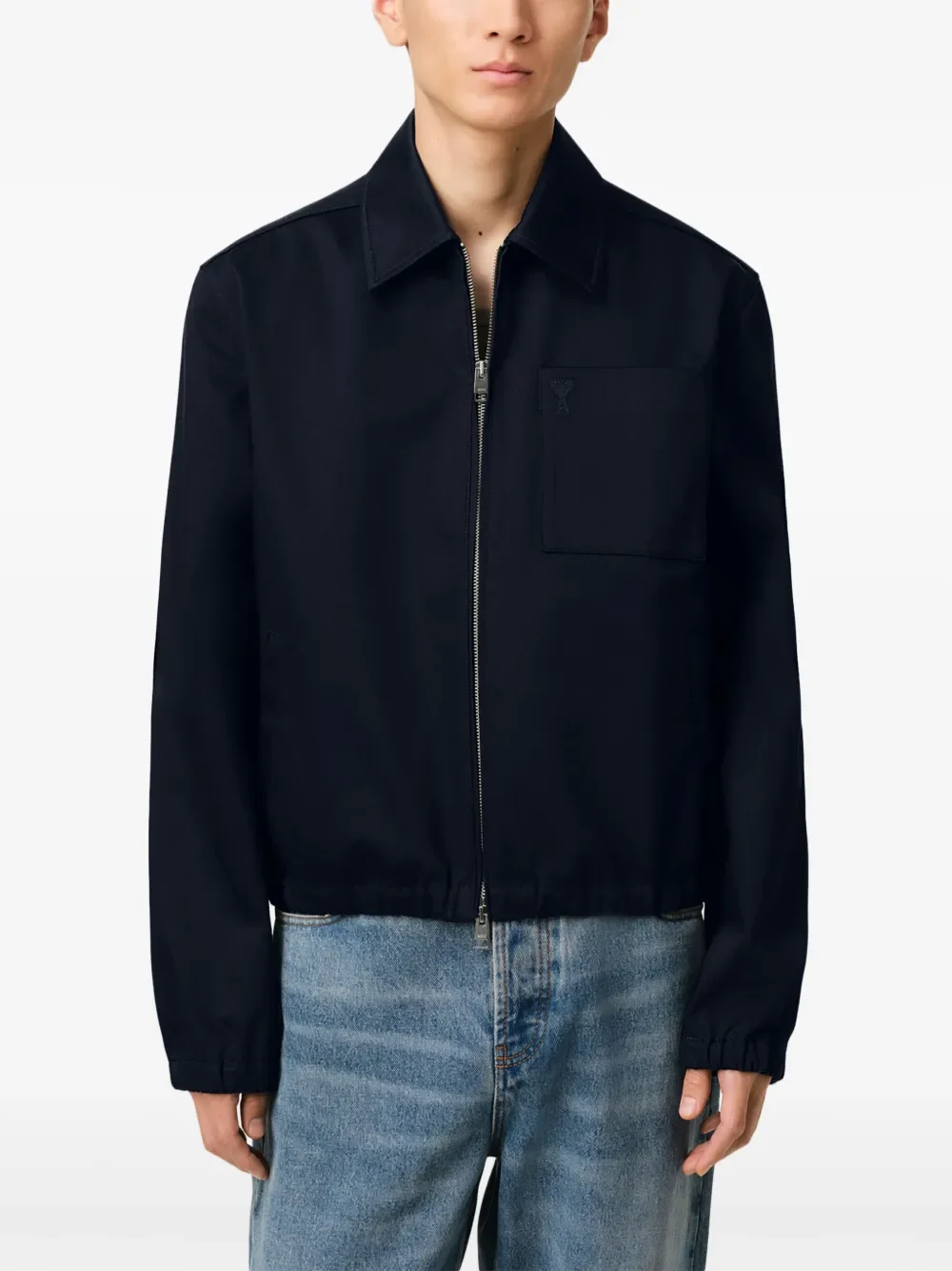 AMI Paris Ami De Coeur Zipped Jacket Navy Blue - Image 5