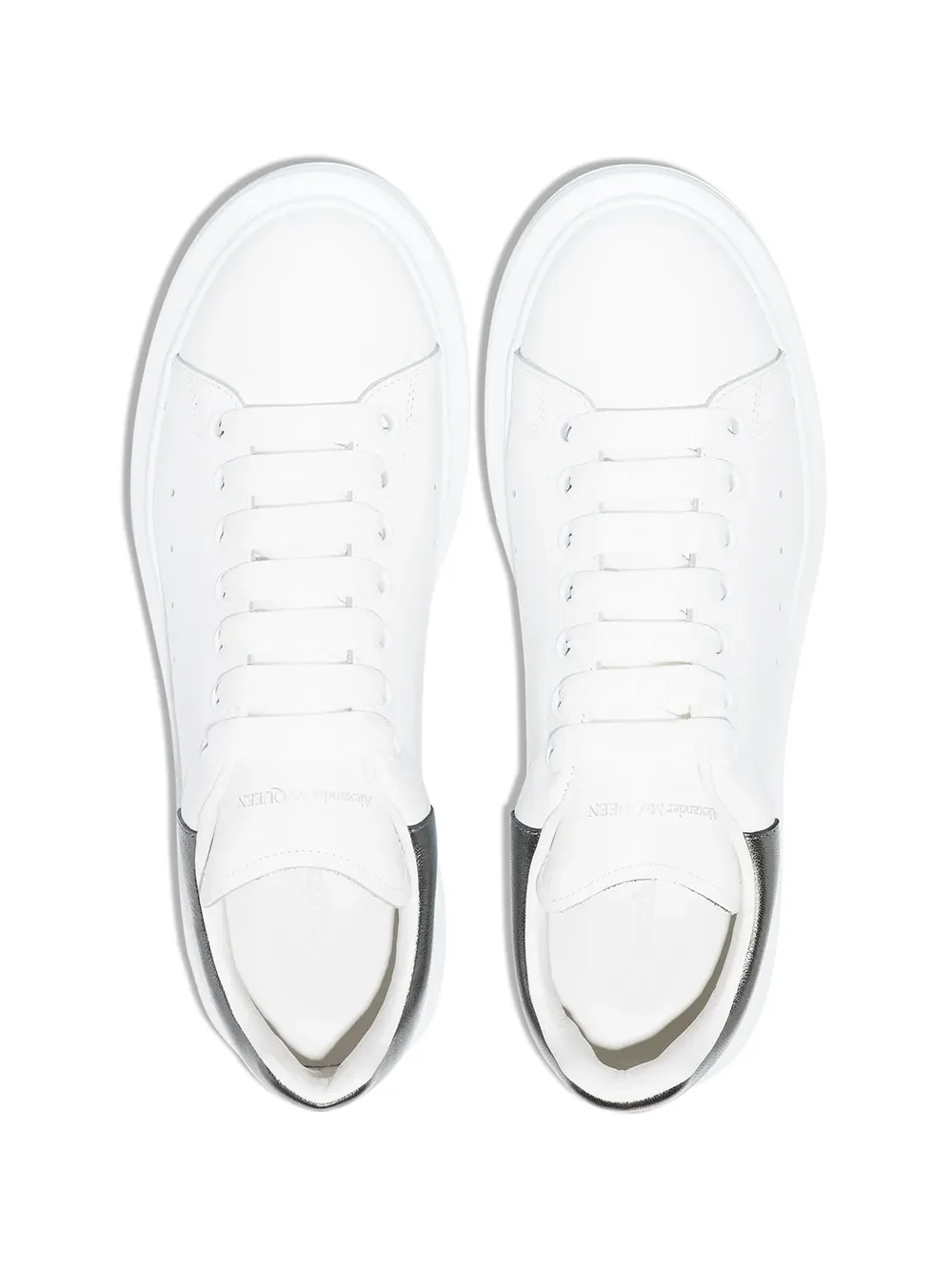 Alexander McQueen Oversized Metallic Leather Sneakers White - Image 2