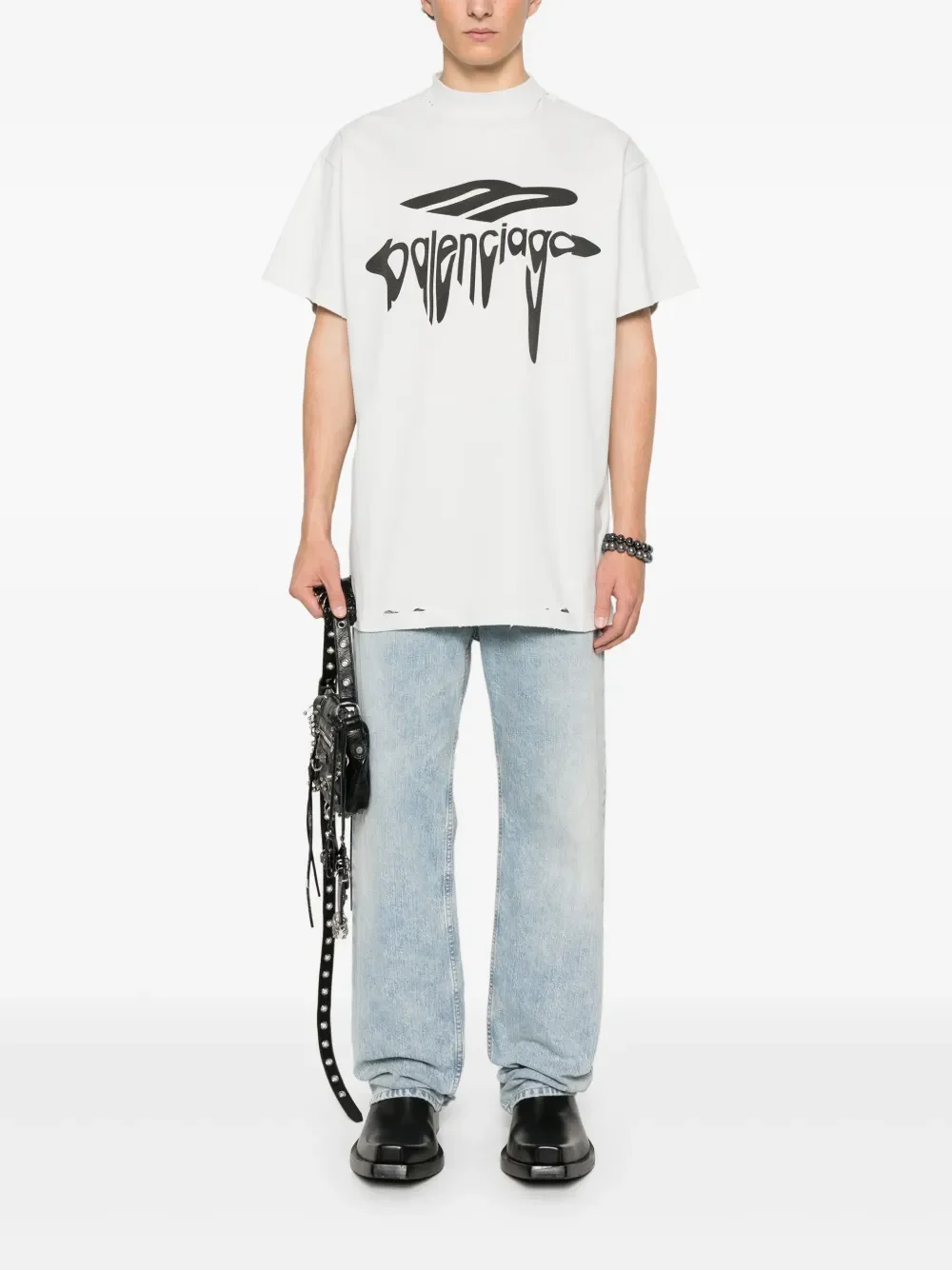 Balenciaga 3B Liquified Oversize T-Shirt Grey - Image 3