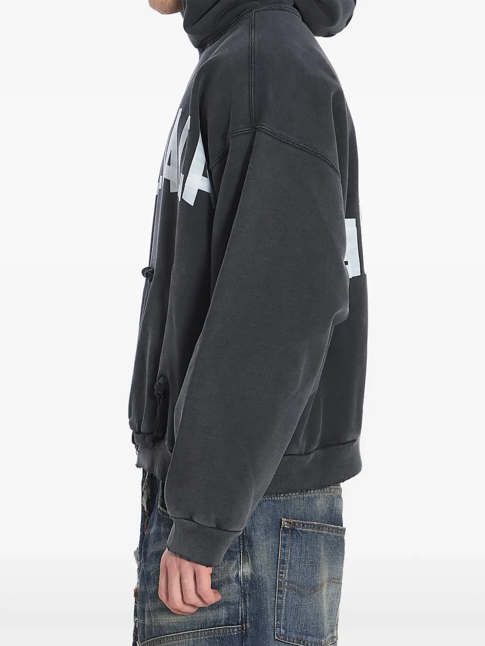 Balenciaga Tape Type Logo-Print Hoodie Black - Image 3