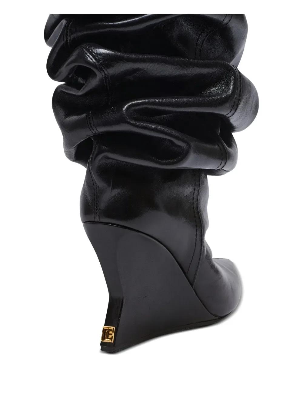Balmain 95mm Calfskin Wedge Over-The-Knee Boots Black - Image 2