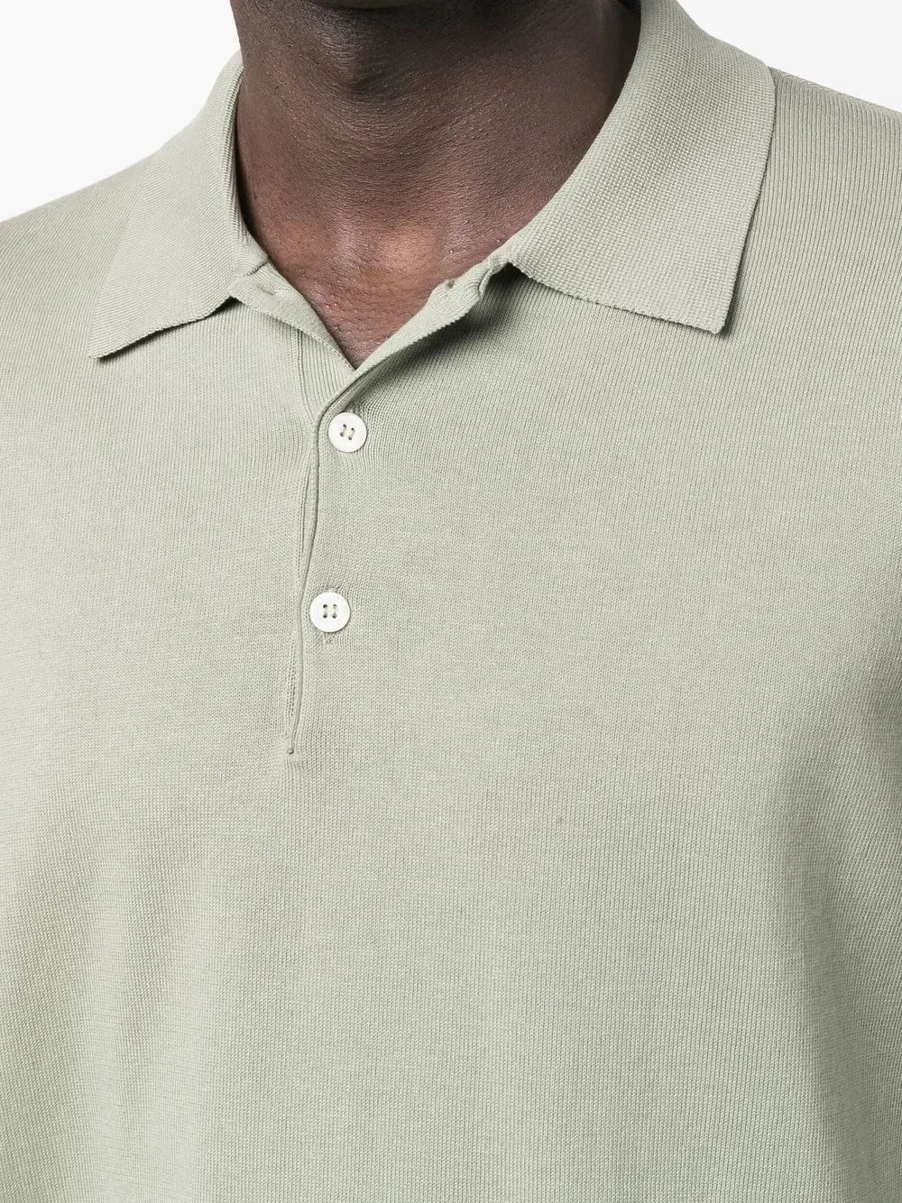 Canali Long-Sleeve Cotton Polo Jumper in Light Green - Image 5