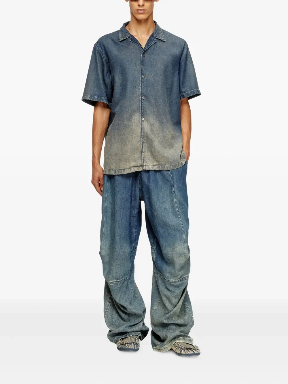 Diesel D-Nabil-S3 Point-Collar Denim Shirt Blue - Image 2