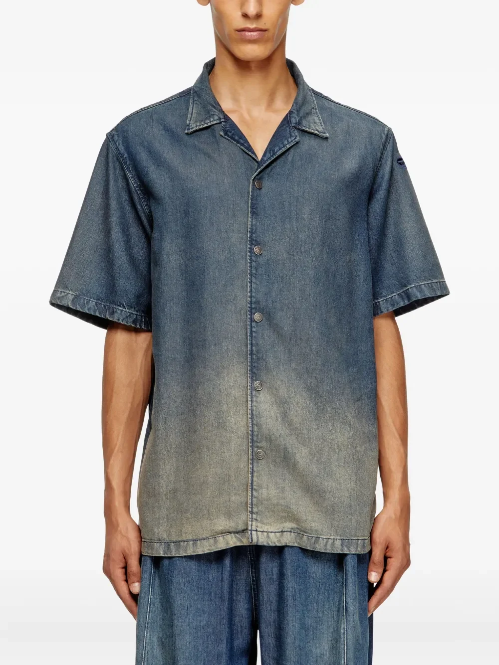 Diesel D-Nabil-S3 Point-Collar Denim Shirt Blue - Image 3