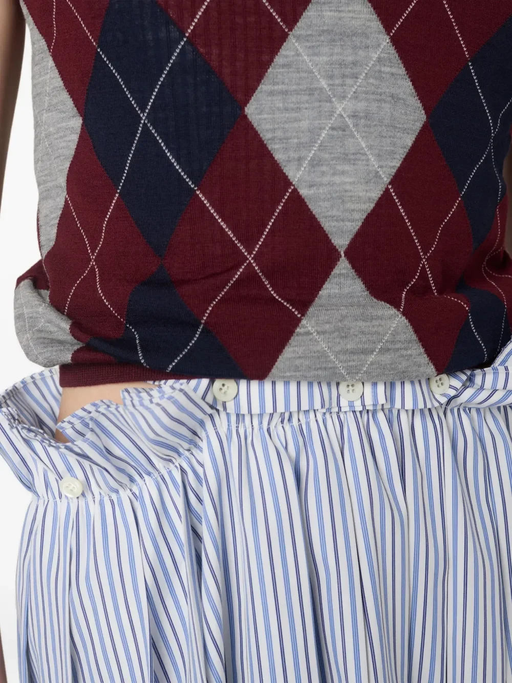 Miu Miu Argyle Intarsia-Knit Sweater in Burgundy Red - Image 4