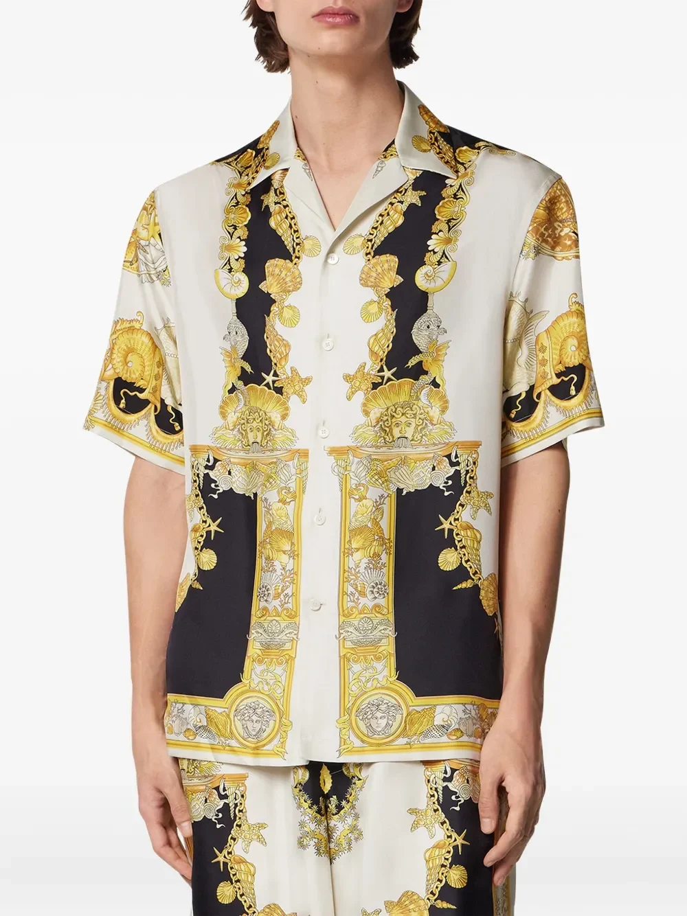 Versace Coral Theatre Print White Silk Shirt - Image 3