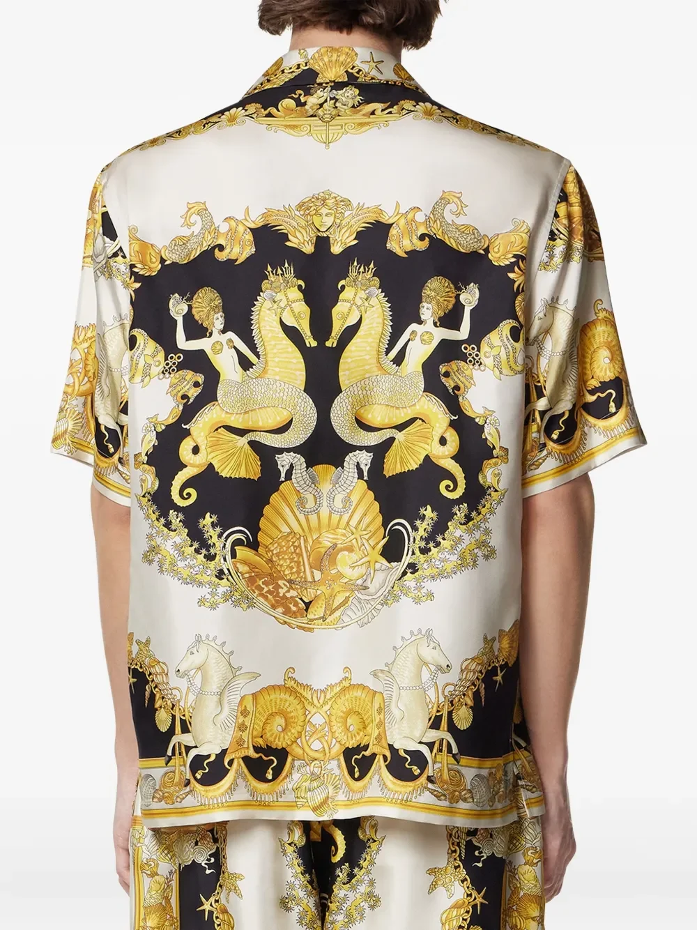 Versace Coral Theatre Print White Silk Shirt - Image 4