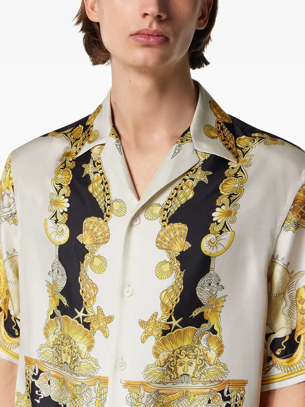 Versace Coral Theatre Print White Silk Shirt - Image 5